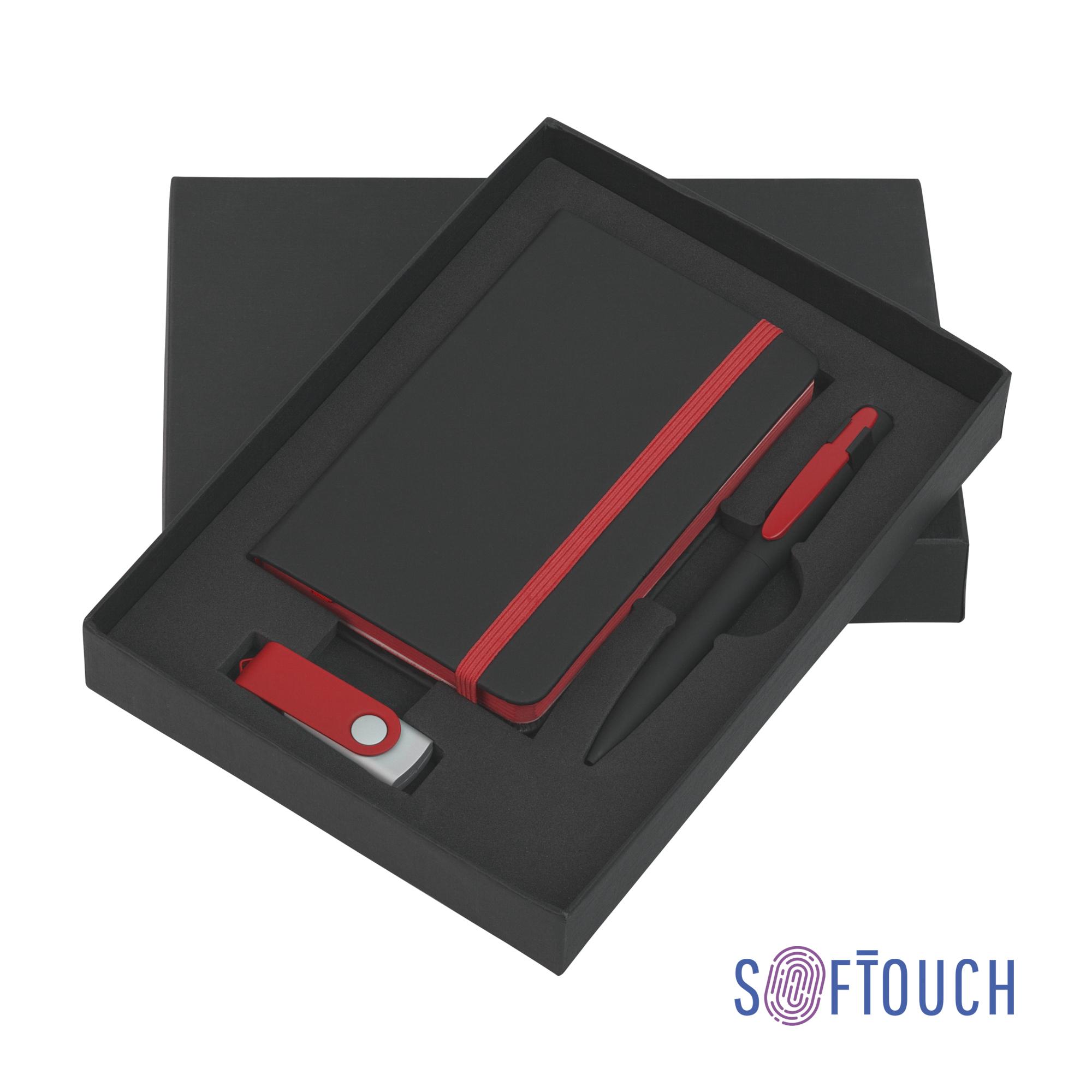 Подарочный набор "Андрия", покрытие soft touch, цвет черный с красным