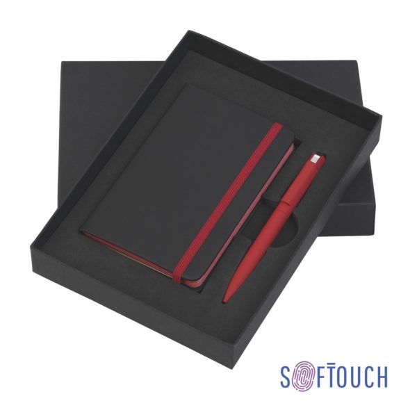 Набор подарочный "Сардиния", покрытие soft touch, цвет черный с красным - купить оптом