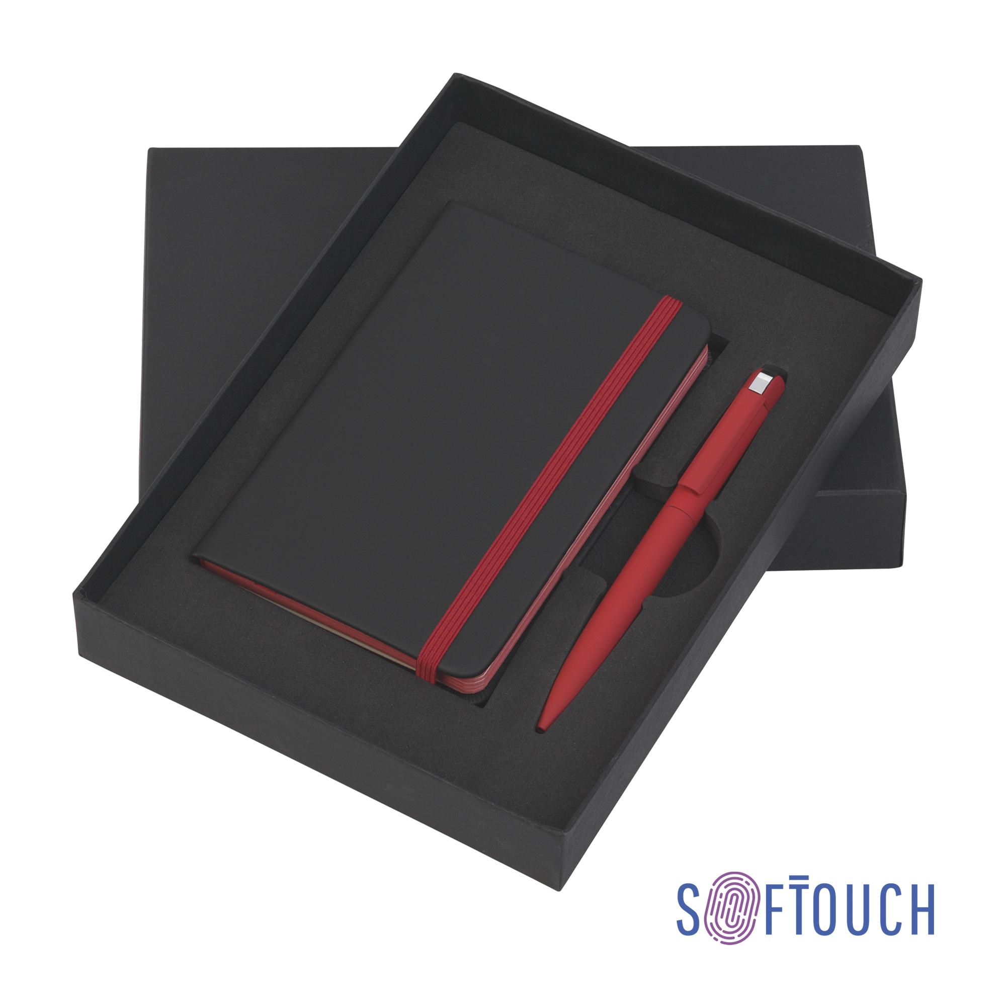 Набор подарочный "Сардиния", покрытие soft touch, цвет черный с красным