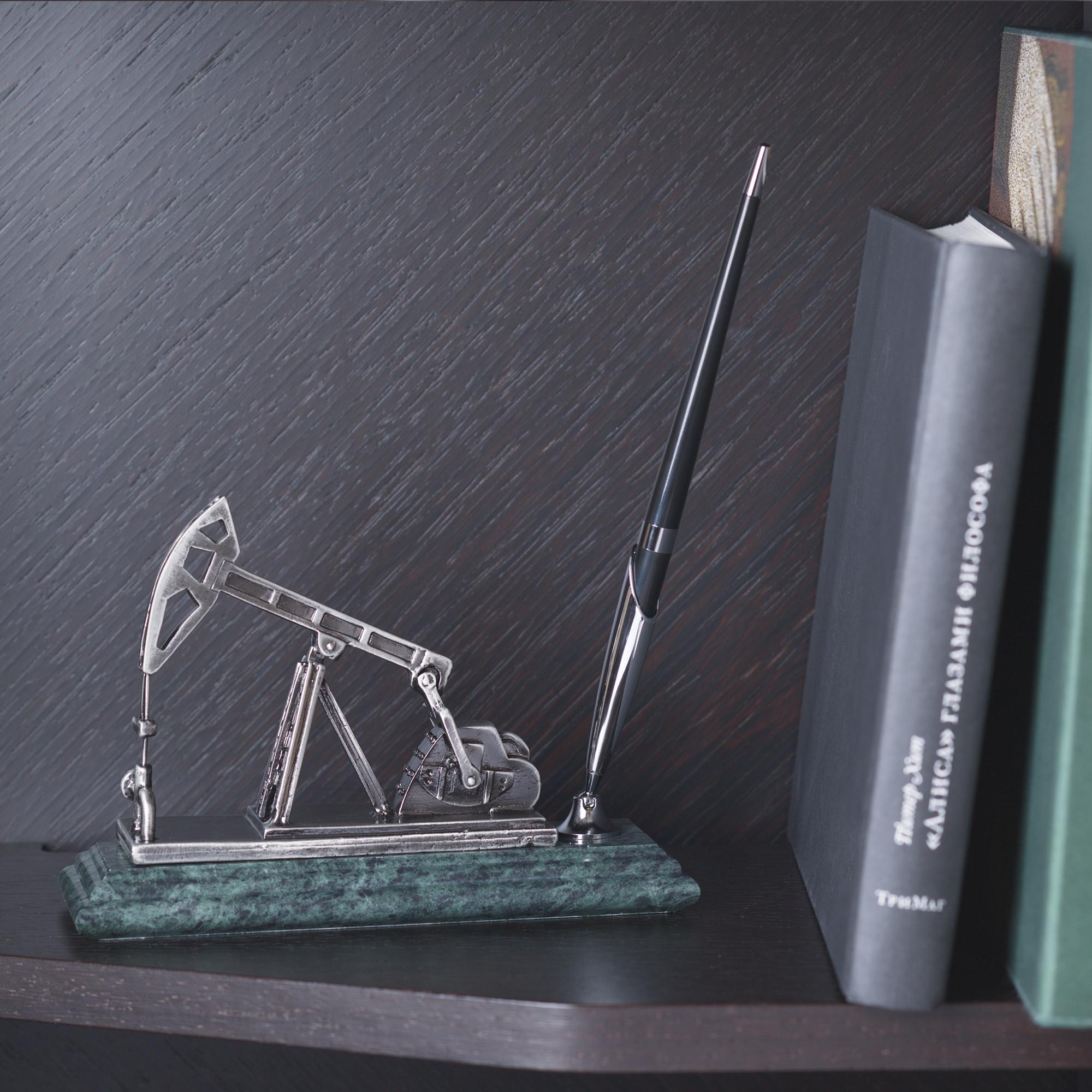 Подставка "Нефтяная качалка" с ручкой, цвет серебристый с зеленым, фото 1