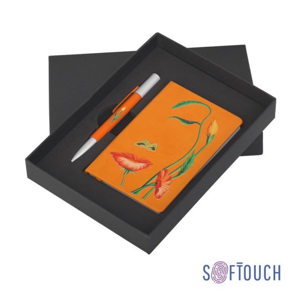 Набор "Силуэт" с объемной UF печатью, покрытие soft touch, цвет оранжевый - купить оптом
