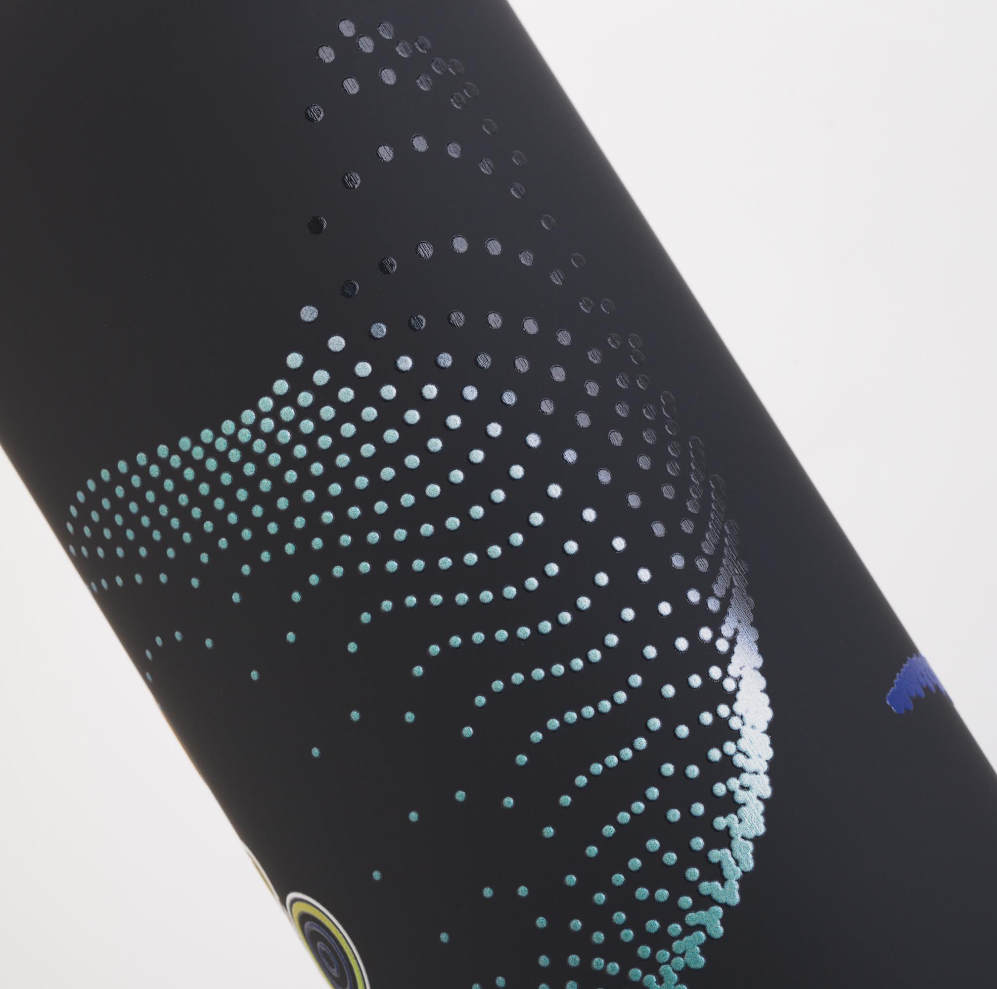 Термобутылка "Бабочки" с объемной UF печатью по окружности, покрытие soft touch, цвет черный, фото 2