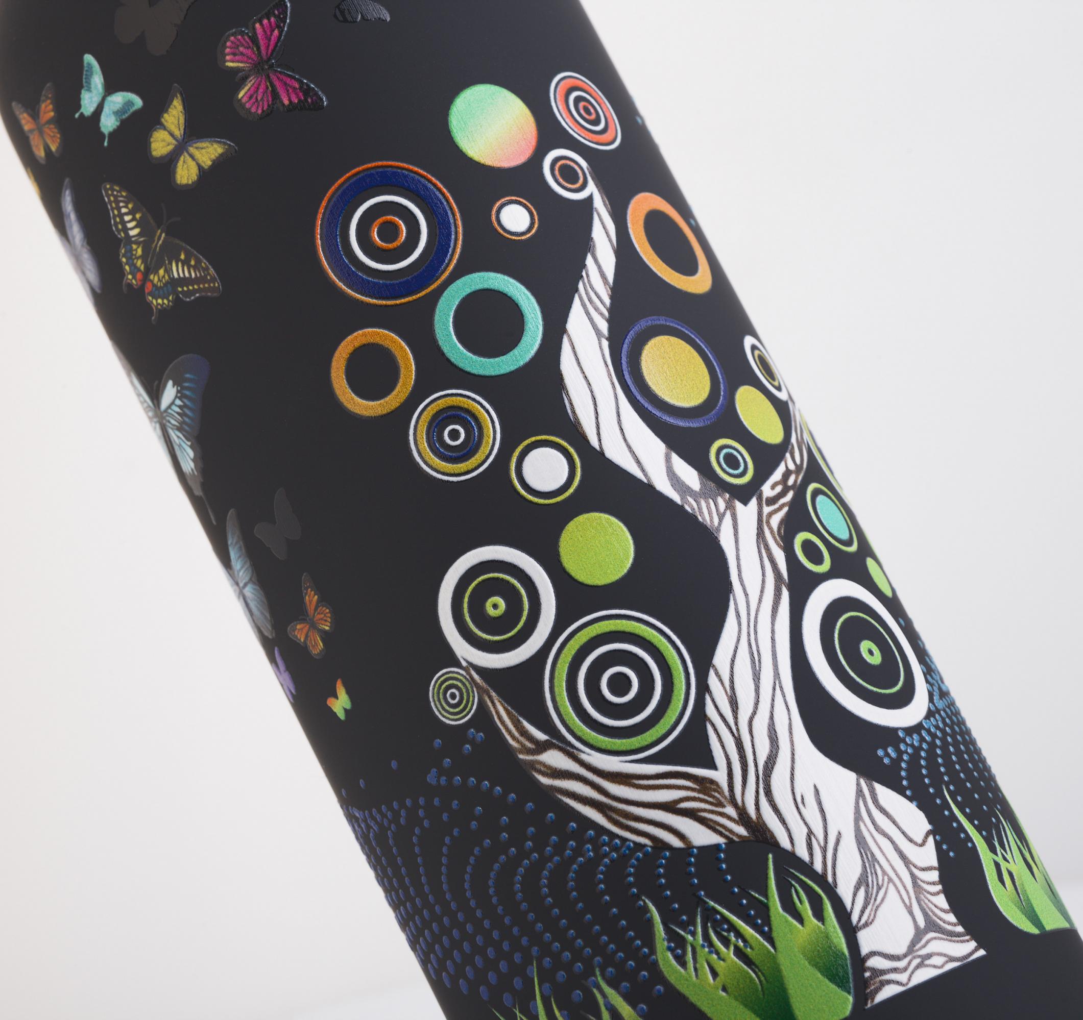 Термобутылка "Бабочки" с объемной UF печатью по окружности, покрытие soft touch, цвет черный, фото 3