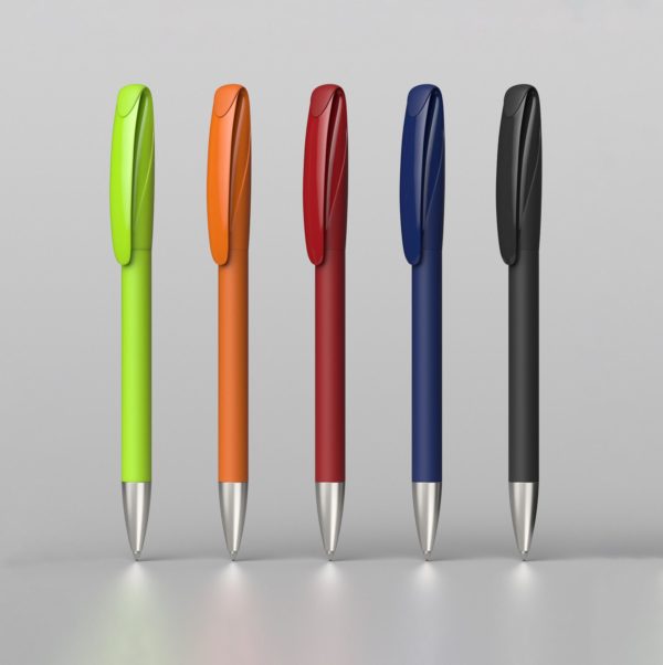 Ручка шариковая BOA SOFTTOUCH M, покрытие soft touch, цвет зеленое яблоко - купить оптом
