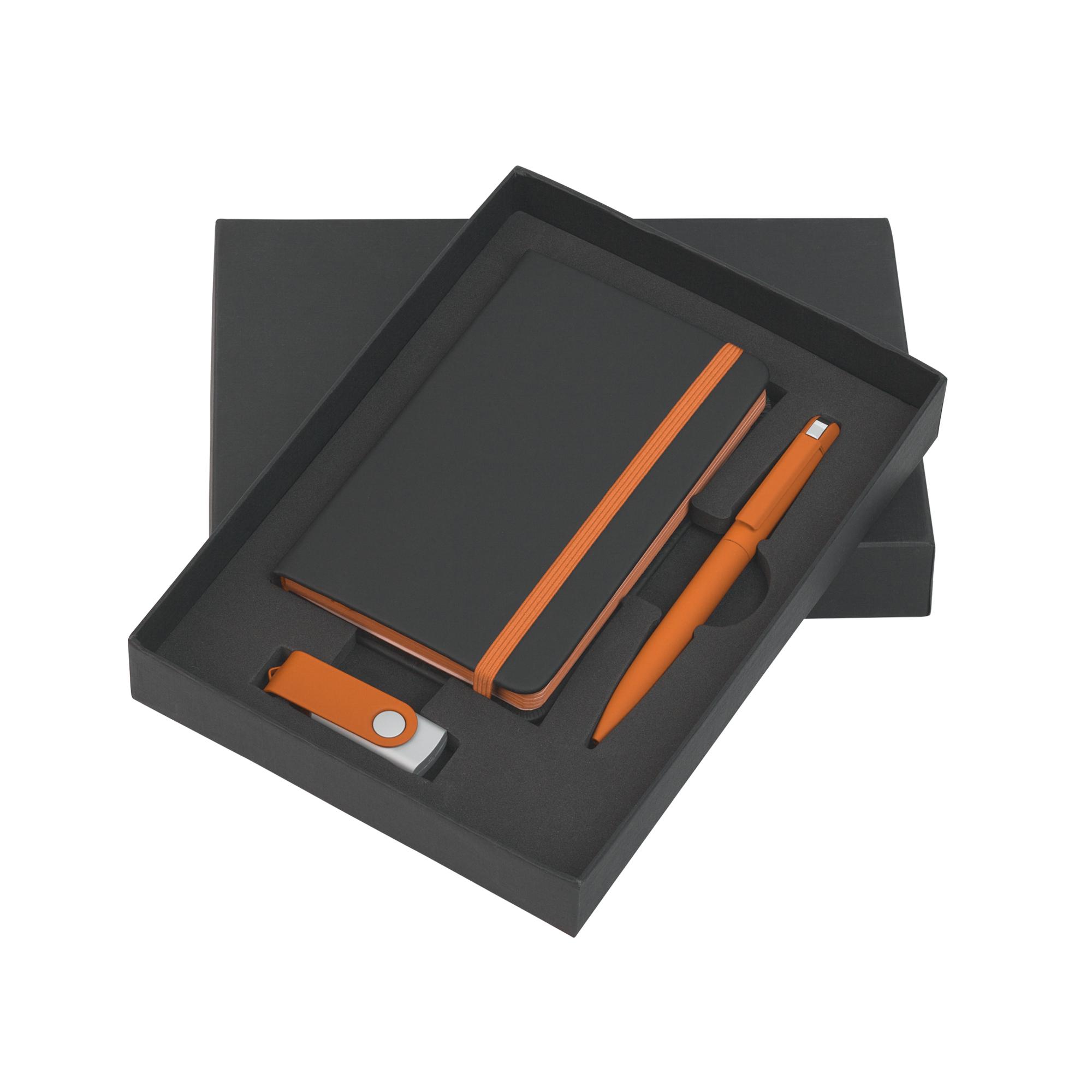 Подарочный набор "Пьемонт", покрытие soft touch, цвет черный с оранжевым, фото 2