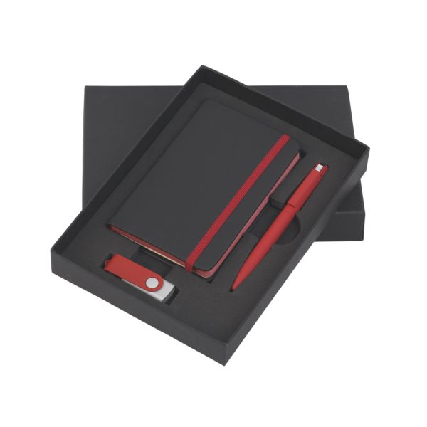 Подарочный набор "Пьемонт", покрытие soft touch, цвет черный с красным - купить оптом