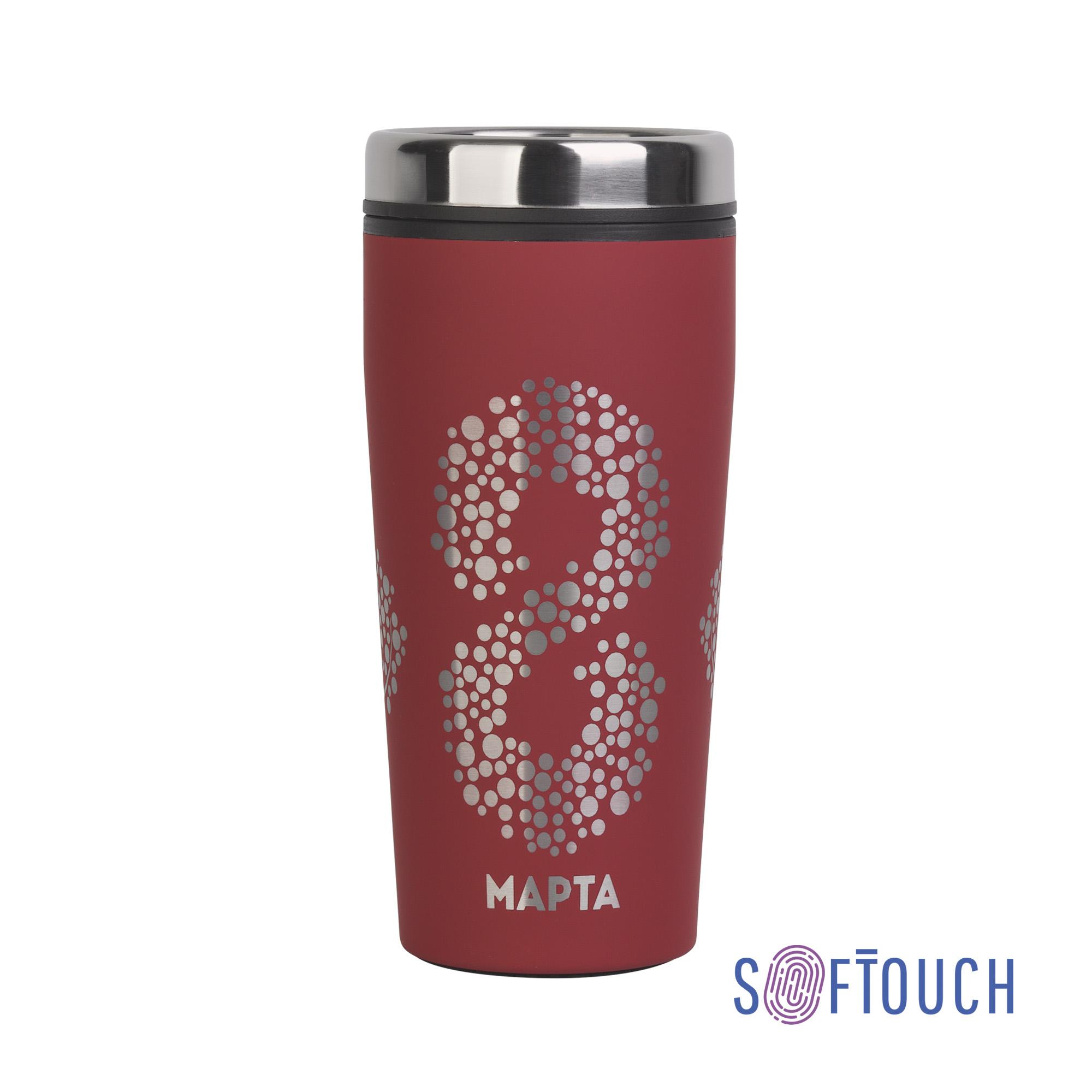 Термостакан "8 Марта" с гравировкой по окружности, покрытие soft touch, цвет красный