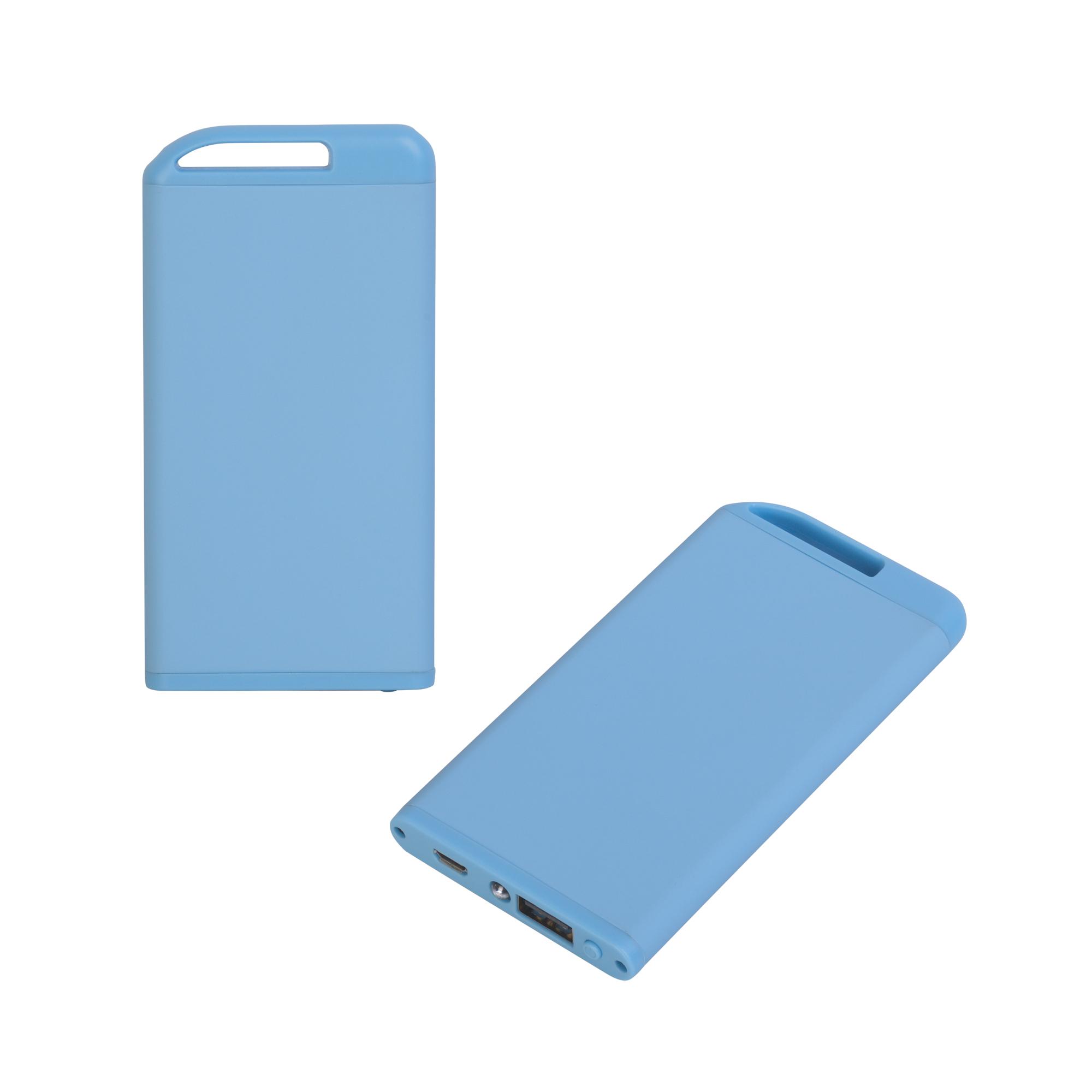 Зарядное устройство "Theta" с фонариком, 4000 mAh, покрытие soft touch, цвет голубой, фото 1