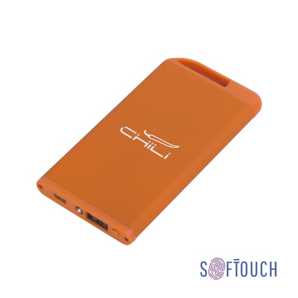 Зарядное устройство "Theta" с фонариком, 4000 mAh, покрытие soft touch, цвет оранжевый - купить оптом