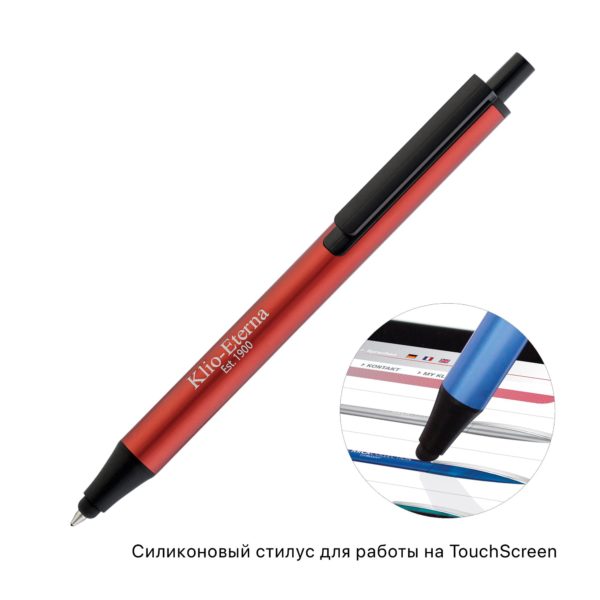 Ручка шариковая со стилусом FLUTE TOUCH, цвет красный - купить оптом