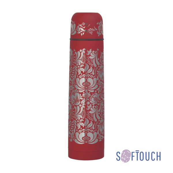 Термос "Родос" с покрытием soft touch 1 л., цвет красный - купить оптом