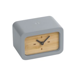 Часы "Stonehenge" с беспроводным зарядным устройством, камень/бамбук, цвет серый/бежевый - купить оптом