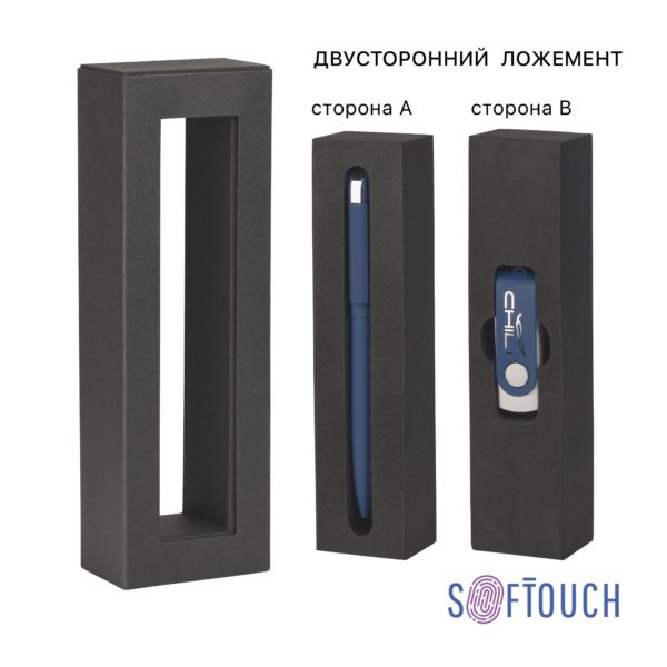 Набор ручка "Jupiter" + флеш-карта "Vostok" 8 Гб в футляре, покрытие soft touch#, цвет темно-синий - купить оптом