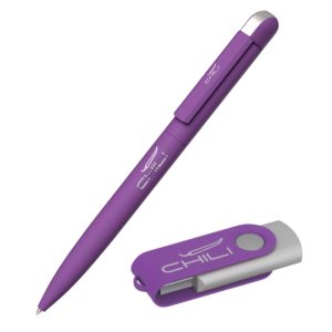 Набор ручка "Jupiter" + флеш-карта "Vostok" 16 Гб в футляре, покрытие soft touch, цвет фиолетовый - купить оптом