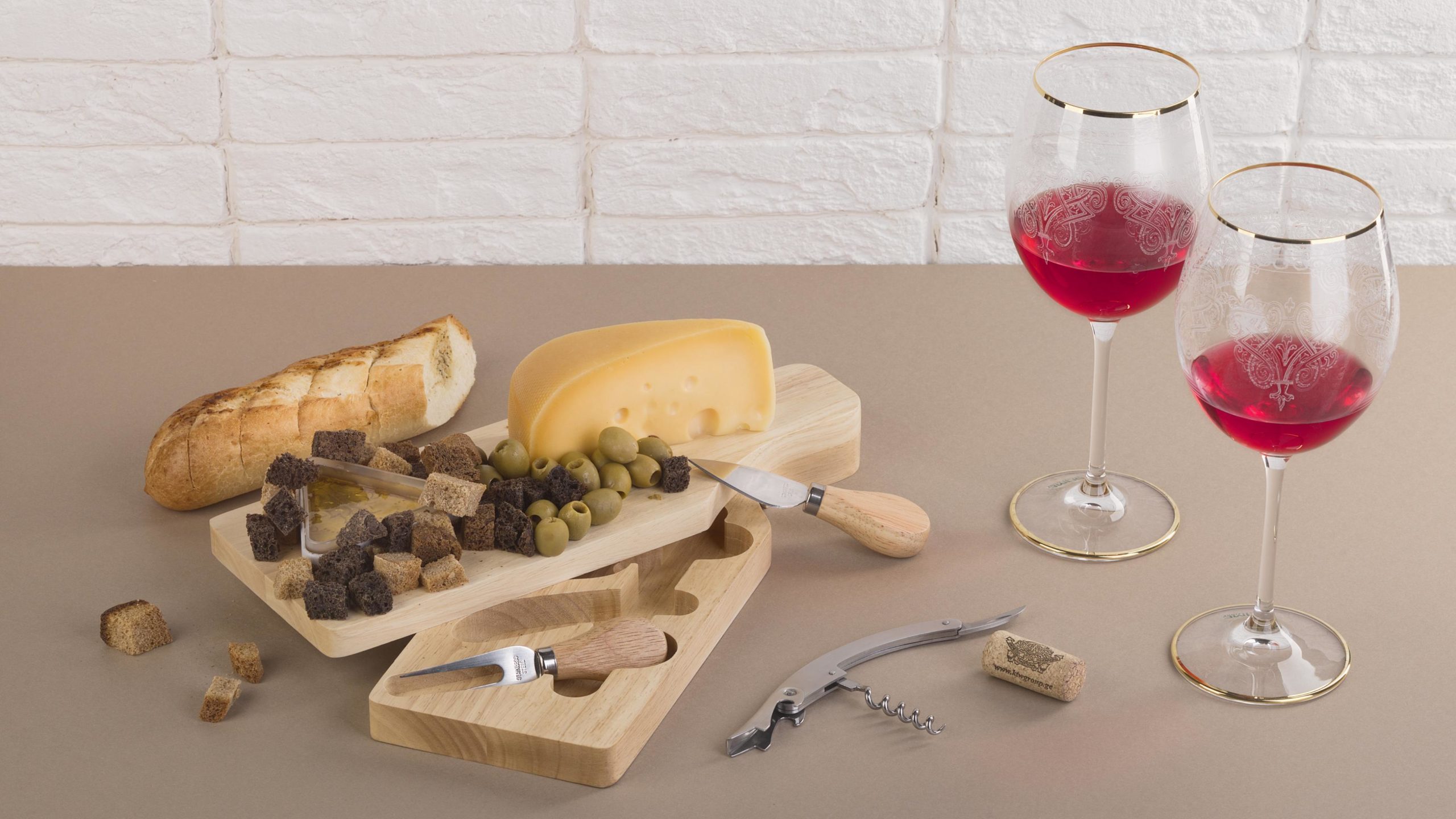 Набор для сыра и вина "Gourmet" в футляре, цвет натуральный, фото 1