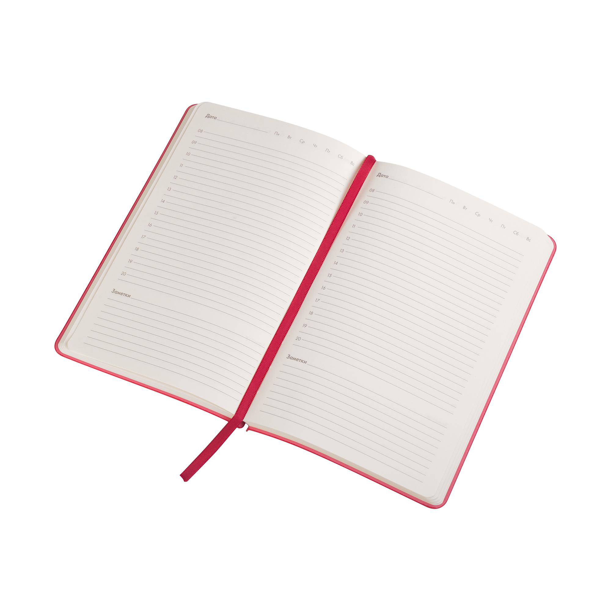 Ежедневник недатированный "Альба", формат А5, гибкая обложка, цвет красный, фото 3