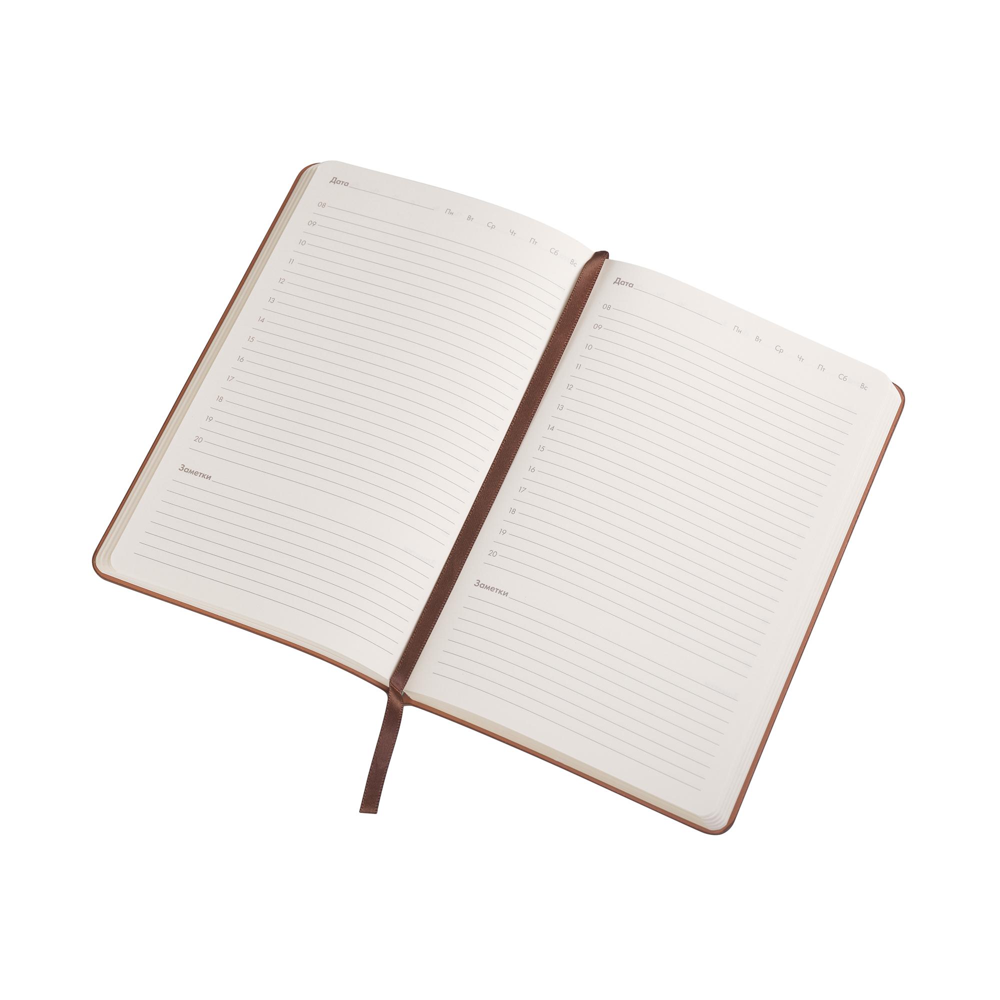 Ежедневник недатированный "Альба", формат А5, гибкая обложка, цвет коричневый, фото 3