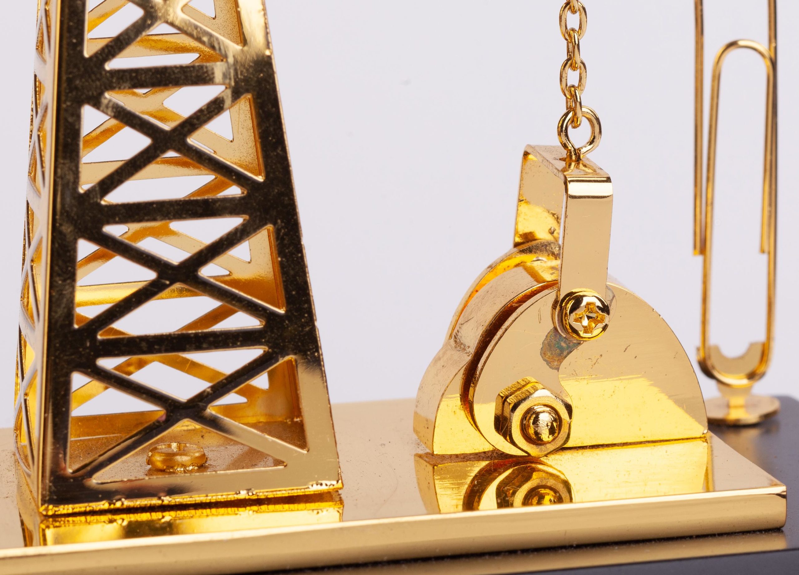 Подставка с часами "Нефтяная качалка", цвет золотистый, фото 6