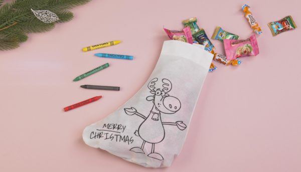 Мешок-раскраска "Merry christmas" с восковыми мелками, цвет белый - купить оптом