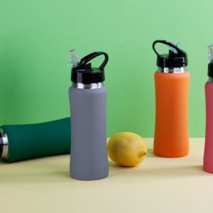 Бутылка для воды "Индиана" 600 мл, покрытие soft touch, цвет серый - купить оптом