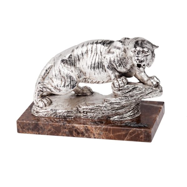 Скульптура "Тигр", цвет серебристый - купить оптом