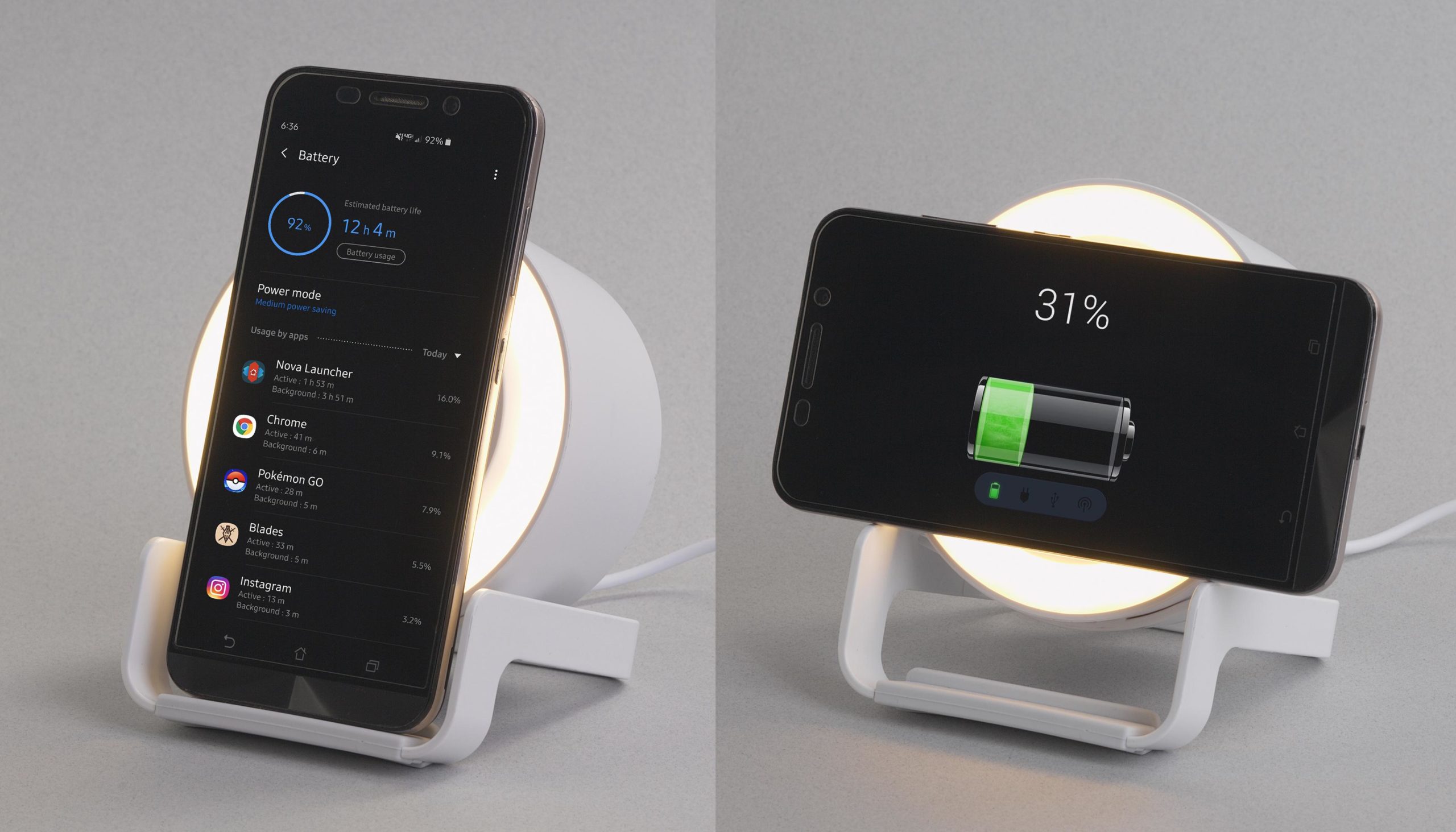 Bluetooth колонка-подставка "Smart Sound" с беспроводным (10W) зарядным устройством и лампой, цвет белый, фото 3