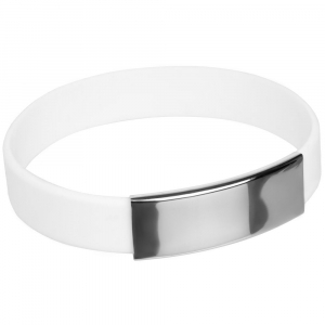 Силиконовый браслет Brisky с металлическим шильдом, белый - купить оптом
