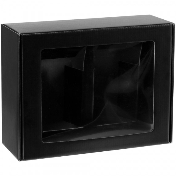 Коробка с окном Visible с ложементом под кружки, черная - купить оптом