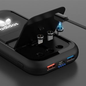 Беспроводное ЗУ "Fast & Furious", 10000 mAh, с быстрой (22.5W/15W) зарядкой, с магнитным кабелем и набором переходников, с подсветкой логотипа, цвет черный - купить оптом
