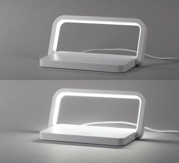 Лампа складная "Smart Light" с беспроводным (10W) зарядным устройством и подставкой для смартфона, цвет белый - купить оптом
