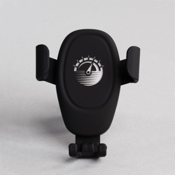 Автомобильное беспроводное (10W) зарядное устройство "Clamp SOFTTOUCH" с подсветкой логотипа, цвет черный - купить оптом