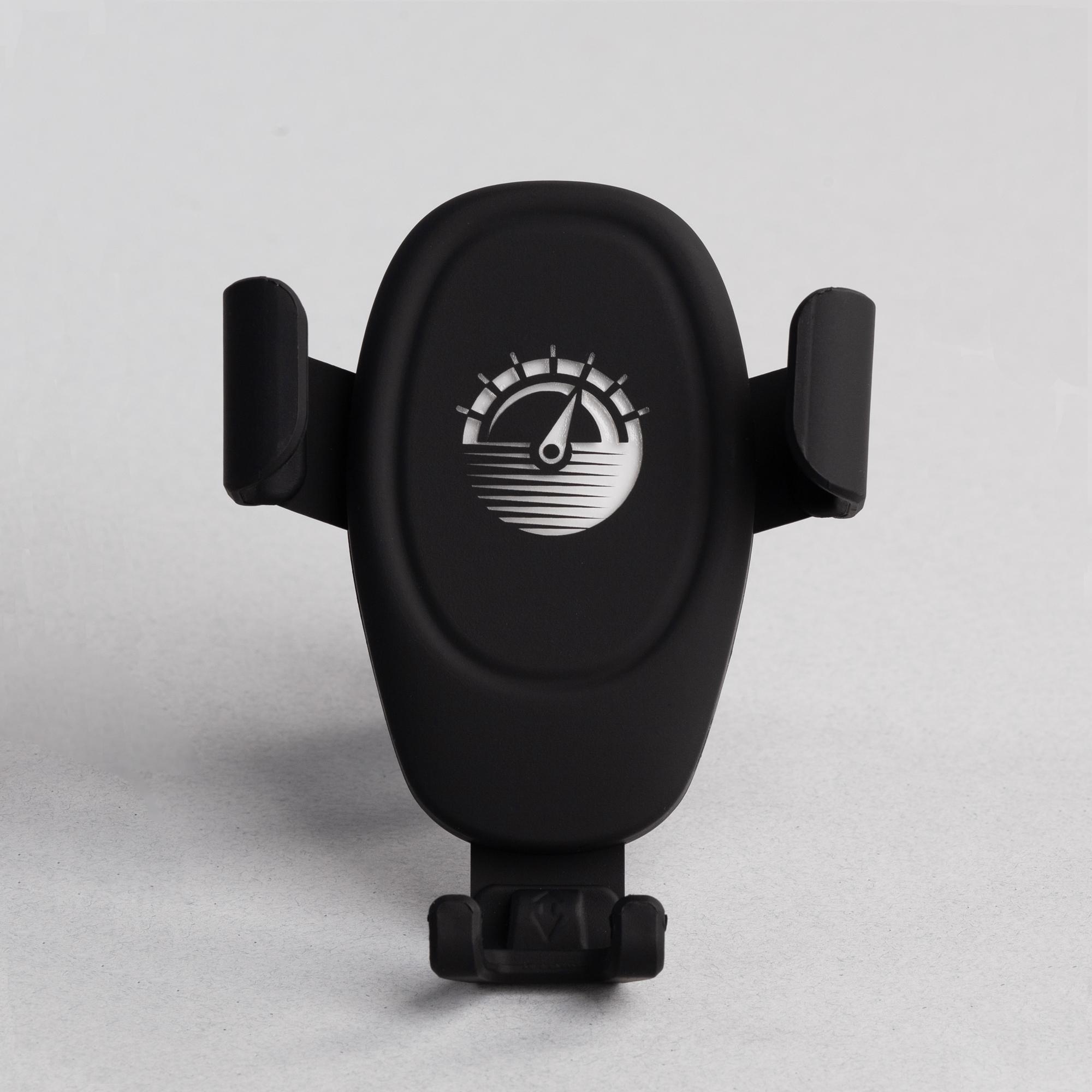 Автомобильное беспроводное (10W) зарядное устройство "Clamp SOFTTOUCH" с подсветкой логотипа, цвет черный, фото 1