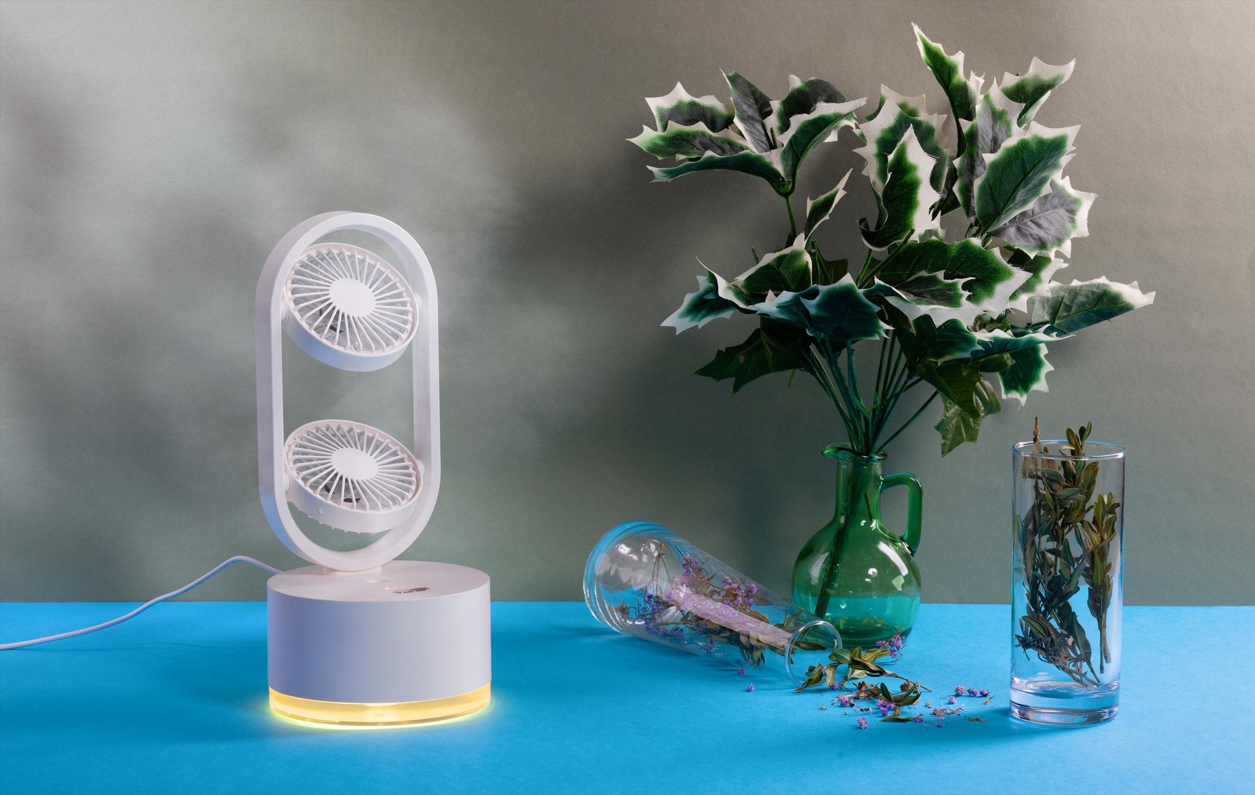 Портативный увлажнитель воздуха "Smart Wind" с двумя вентиляторами, цвет белый, фото 2