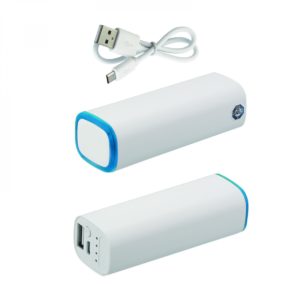 Зарядное устройство POWER+ ёмкостью 2600 mAh, цвет белый с синим - купить оптом