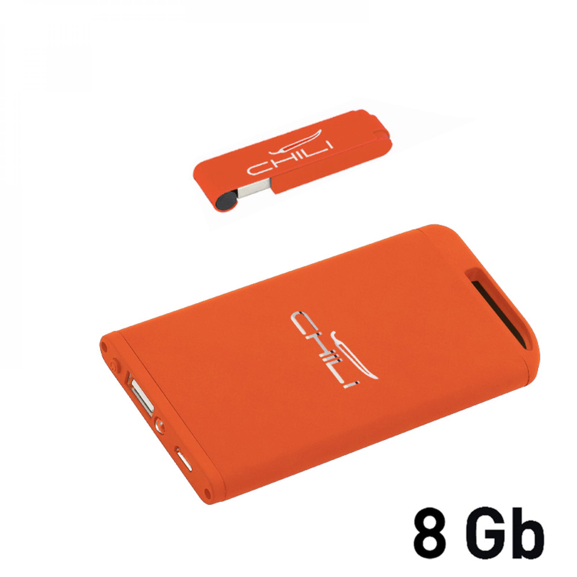 Набор зарядное устройство "Theta" 4000 mAh + флеш-карта "Case" 8Гб в футляре, покрытие soft touch, цвет оранжевый, фото 3