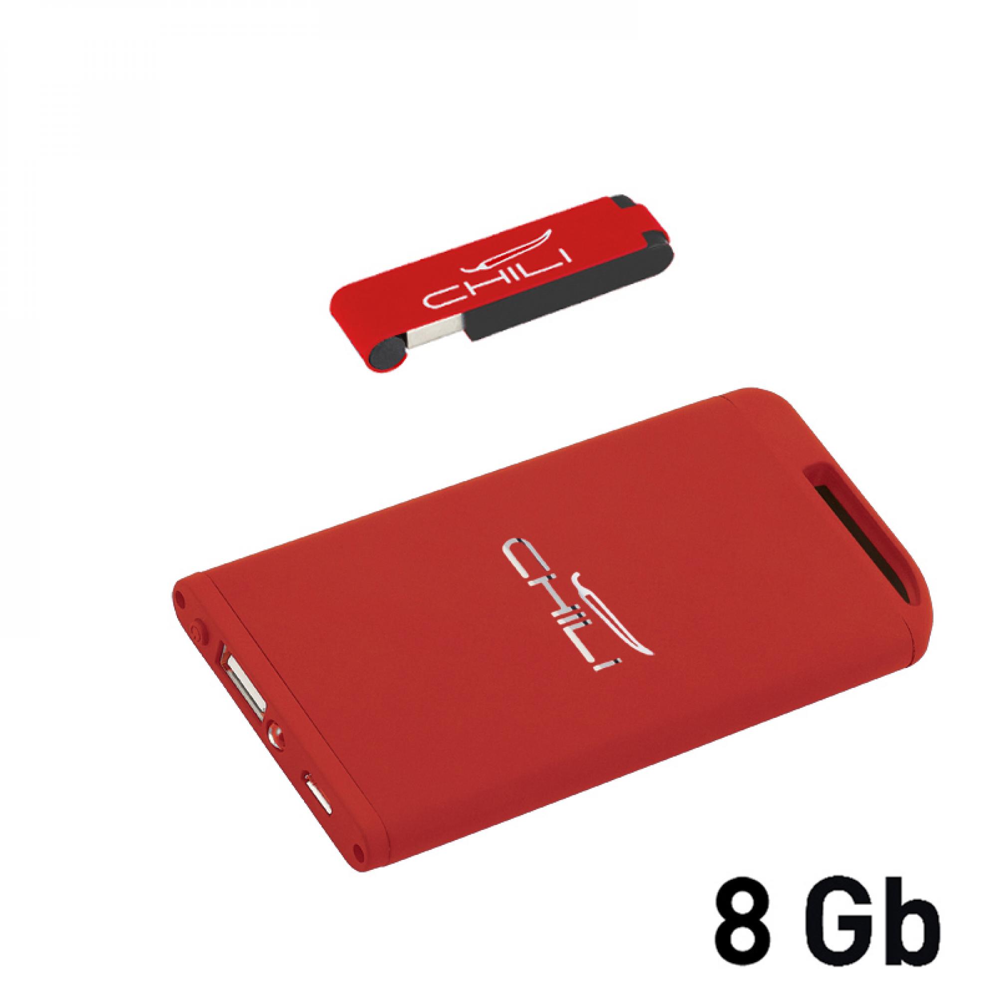 Набор зарядное устройство "Theta" 4000 mAh + флеш-карта "Case" 8Гб в футляре, покрытие soft touch, цвет красный с черным, фото 3