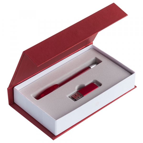 Коробка «Блеск» для ручки и флешки, красная - купить оптом