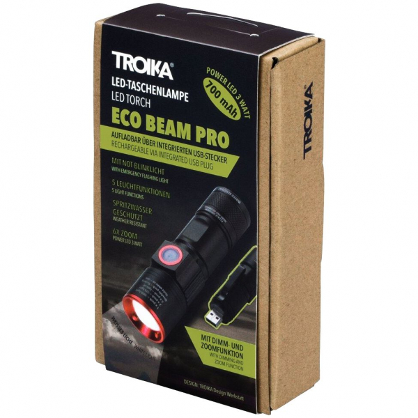 Аккумуляторный фонарик Eco Beam Pro, черный - купить оптом