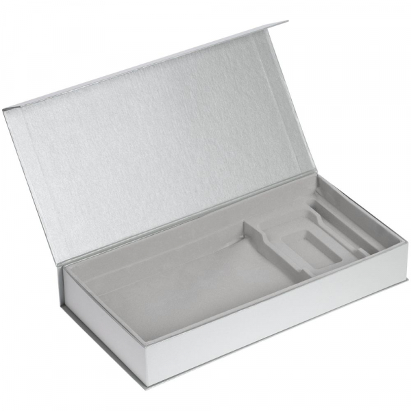 Коробка Planning с ложементом под набор с планингом, ежедневником, ручкой и аккумулятором, серебристая - купить оптом