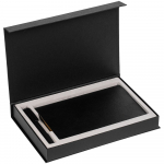Коробка Silk с ложементом под ежедневник 13x21 см и ручку, черная, фото 1