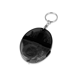Брелок-рулетка с набором отверток и фонариком, серый, черный - купить оптом