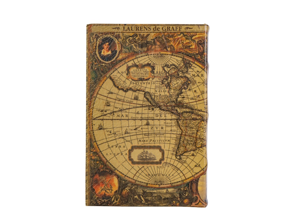 Подарочная коробка Карта мира, big size, коричневый - купить оптом