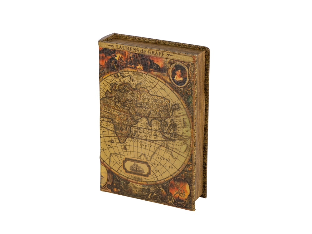 Подарочная коробка Карта мира, big size, коричневый - купить оптом