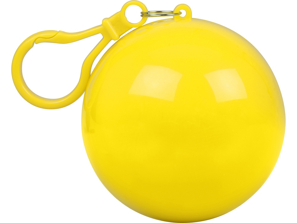 Дождевик в футляре с карабином, единый размер, прозрачный, желтый - купить оптом