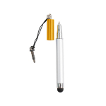 Ручка-подвеска на мобильный телефон со стилусом, серебристый/золотистый, белый/оранжевый/черный, фото 1