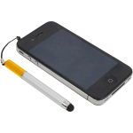 Ручка-подвеска на мобильный телефон со стилусом, серебристый/золотистый, белый/оранжевый/черный, фото 2