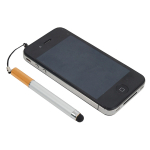 Ручка-подвеска на мобильный телефон со стилусом, серебристый/золотистый, белый/оранжевый/черный, фото 3