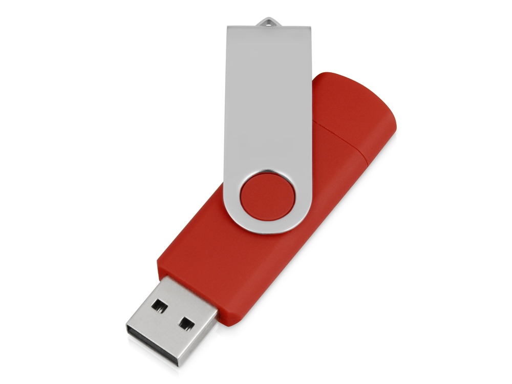 USB/micro USB-флешка 2.0 на 16 Гб Квебек OTG, красный - купить оптом
