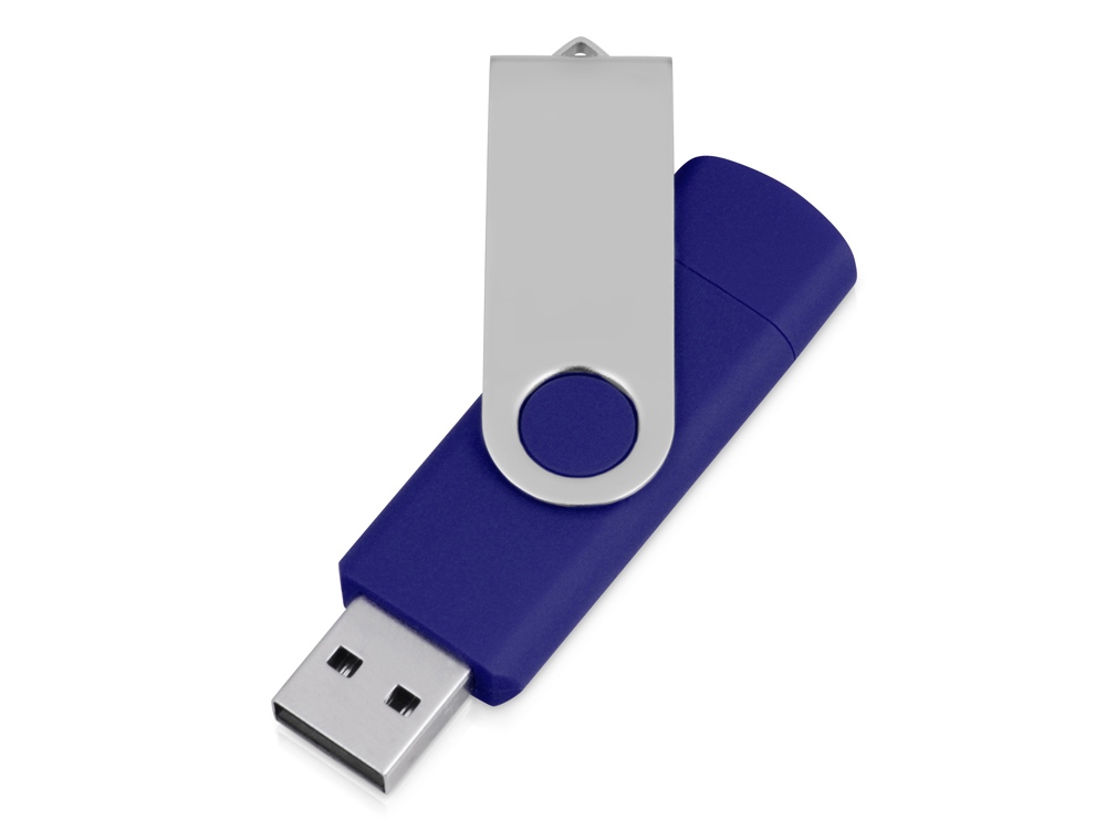 USB/micro USB-флешка 2.0 на 16 Гб Квебек OTG, синий - купить оптом