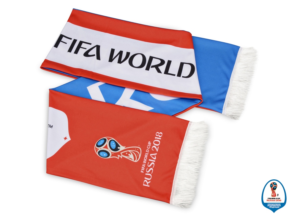 Шарф Россия трикотажный 2018 FIFA World Cup Russia™, белый, красный, синий, черный - купить оптом